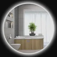 OEM Runder LED Wandspiegel mit Dimmbarer Beleuchtung und Tastenschalter – 80 cm, Anti-Kondens, Wasserfest