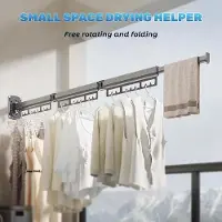 OEM Dreifaches, ausklappbares, tragbares, schwarzes Raumsparenderes Trockengerüst für Wand, Balkon, Badezimmer und Waschkammer