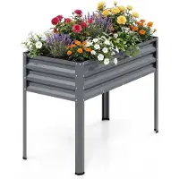 Costway Hochbeet Metall, erhöhtes Gartenbeet bis 80 kg, Pflanzgefäß mit Drainagelöchern, für Gemüse Obst Blumen, Kräuterbeet, 112x55x81 cm (Grau)