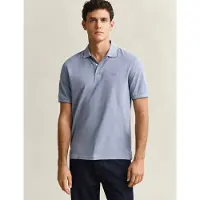 Gant für Herren. 2014102 Zweifarbiges blaues Poloshirt (S), Lässig, Baumwolle, Kurzarm