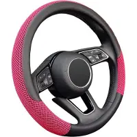 OEM Automatiklenkrad, atmungsaktiv, 38 cm, antirutsch, Autoaccessoire (rosa rot)