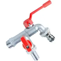 INF Premium Messing Doppel Auslass Wasserhahn für Garten & Waschküche