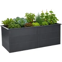 Zelsius Hochbeet verzinkter Stahl 200 x 100 x 77 cm, Anthrazit RAL 7016, Pflanzbeet, Gemüsebeet, Blumenbeet, Gartenbeet