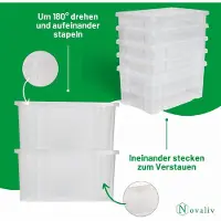 Novaliv Aufbewahrungsbox mit Deckel 15L transparente Nestbar stapelbare Plastikbox mit Clipverschluss Eurobox Kunststoffbox BPA-frei 41 x 29 x 20 cm