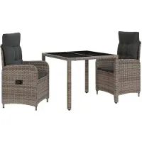 Syfax Outdoortisch-Set 3 pcs Hellgrau und Dunkelgrau 90 x 90 x 75 cm