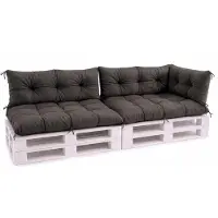 VBChome Palettenkissen 120x80 120x40 70x40 cm für Europaletten Möbel Palettenauflage Garten 12 Farben mit Schaumstoffflocken Füllung Graphit 5-TLG Set