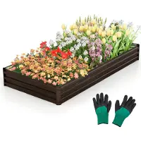 Costway Hochbeet Metall, Gemüsebeet, Pflanzbeet, Blumenbeet, Gartenbeet Kräuterbeet 240x120x30cm