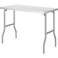 SucceBuy 48 x 24 Zoll klappbaren Vorbereitungstisch, Edelstahl kommerzielle Workstation, Heavy-Duty-Kš¹chentisch fš¹r Haus, Restaurant, Garage