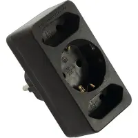As Schwabe as-Schwabe Schutzkontaktstecker auf 2xEuro-Stecker & 1xSchuko 230V Schwarz IP20