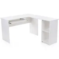 Houseland VASAGLE Computertisch weiß mit Tastaturauszug und 2 Ablagen 140 x 120 cm leicht montiert stabil PC-Tisch Bürotisch LCD810W