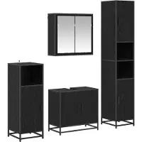vidaXL Badezimmermöbel-Set 4 stk. Schwarz Eichen-Optik 65 x 33 x 60 cm