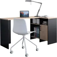 Gami Schreibtisch "Liverpool", schwarz (kastanie natur, schwarz), B:136cm H:75,7cm T:87,5cm, Tische, Schreibtisch