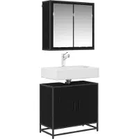 vidaXL Badezimmermöbel-Set 2 Stk. Schwarz Eichen-Optik Holzwerkstoff