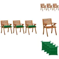 vidaXL Garten-Essstühle mit Kissen 3 Stk. Massivholz Akazie - Gartenstühle