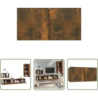 The Living Store 4-tlg. TV-Schrank-Set Räuchereiche Holzwerkstoff