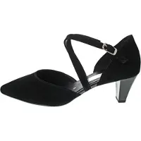 Gabor Spangenpumps , Damen, Gr. 38, Leder, schwarz, Ziegenveloursleder, Schuhe Spangenpumps, Abendschuh, Festtagsschuh, Trichterabsatz mit Stretcheinsatz