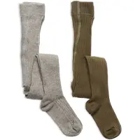 Minymo Strumpfhosen - 2er-Pack - Solid Rib - Light Grey Melange - - 140/146 - Strumpfhosen