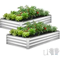 StarTech.com Hochbeet aus Metall - Gartenbeet Pflanzbeet 2er-Set - Maße 180 x 90 x 30 cm - Rechteckig - Bodenlos - Für Gemüse & Blumen - Silber