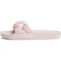 Tommy Hilfiger Pantolette TOMMY JEANS "TJW BRAIDED SLIDES", Damen, Gr. 38, Textil, rosa (rose), Schuhe Pantolette, Sommerschuh, Schlupfschuh, Strandschuh mit geflochtener Bandage