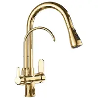 OEM Küchenarmatur, Antikmessing-Finish, ausziehbare Düse, Golden B