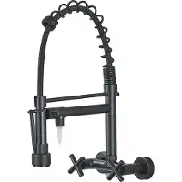 OEM Küchenarmatur, Wandmontage, doppelt schwenkbare Ausläufe, Matte Schwarz A