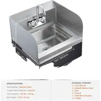 OEM Gewerblicher Handwaschbecken, Edelstahlkonstruktion, 360° drehbarer Wasserhahn, 14x10inch