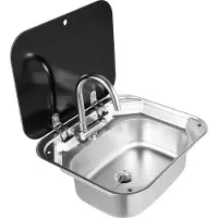OEM RV-Spüle, gehärtetes Glas, Edelstahl, Silber