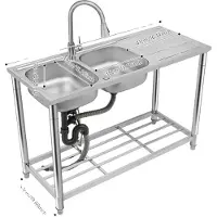 OEM Küchenspüle, Doppelbecken, Ausziehbarer Wasserhahn, Silber