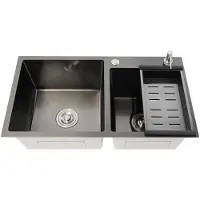 OEM Küchenspüle, Doppelbecken, langlebiger Edelstahl, schwarz