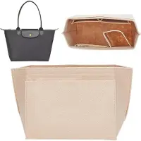 Markenlos WADORN vilten Handtaschen für Damen, Handtaschen-Einsatz, Organizer, filz Portemonnaie-Einsatz, Handtaschen-Organizer, Tote-Einsatz, große Tote Bag, Bag-in-Bag Innentasche, 23,5 x 13,5 cm, rauchig