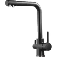 OEM Gefilterter Küchenwasserhahn, Doppelgriff, 360-Grad-Drehung, Schwarzes Chrom C