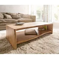 DELIFE Couchtisch Live-Edge 130x60 cm Akazie Natur Baumkante