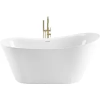 REA Freistehende Badewanne Lusso Slim 170 Mit Schwarzer Steckerkappe Weiß