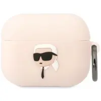 Karl Lagerfeld KLAPRUNNIKP AirPods Pro Hülle, pink, Silikon, Karl Kopf 3D