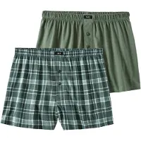 H.I.S. Boxer H.I.S "Boxershorts für Herren", Herren, Gr. 4XL, 2 Stk., grün (salbei, karo), Obermaterial: 100% Baumwolle, kariert, unifarben, körpernah, Unterhosen Boxer, in weiter Passform, Topseller