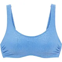 s.Oliver Bustier-Bikini-Top "Oana", Damen, Gr. 42, Cup D, blau, Microfaser, Strukturmuster, Bikini-Oberteile Bustier-Bikini-Top, mit Bügel