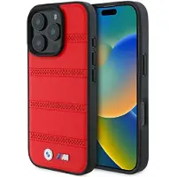 BMW BMHMP16L23PUSPR iPhone 16 Pro 6.3" czerwony/red hardcase M Perforated And Stitched Line MagSafe