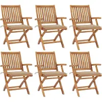 The Living Store Klappbare Gartenstühle mit Kissen 6 Stk. Massivholz Teak