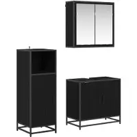 vidaXL Badezimmermöbel-Set 3 stk. Schwarz Eichen-Optik 60 x 33 x 60 cm