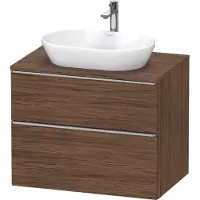Duravit D-Neo, Konsolenwaschtischunterbau wandhängend, 800x664x550mm, 1x Auszug,1x Schubkasten, mit Griff Edelstahl gebürstet, DE4967070210000