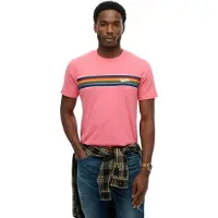 Superdry für Herren. M1012356A Outdorr Streifen-T-Shirt rosa (L), Lässig, Baumwolle, Kurzarm