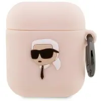 Karl Lagerfeld KLA2RUNIKP AirPods 1/2 Hülle, pink, Silikon, Karl-Kopf, 3D