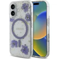 GUESS Resin Flowers Glitter Iphone 16 Handyhülle