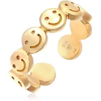 Elli Silberring "Ring Bandring Smiling Offen 925 Silber" Gr. 54, gold, Fingerringe, Damen, 54, Silber 925 (Sterlingsilber), Silberring