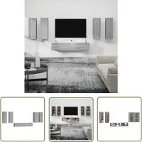 The Living Store 6-tlg. TV-Schrank-Set Grau Sonoma Holzwerkstoff