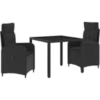 Syfax Outdoortisch-Set 3 pcs Schwarz 90 x 90 x 75 cm Poly-Rattan