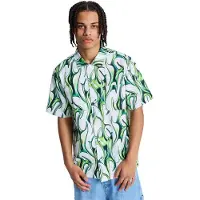 Dc-shoes Kurzarmhemd "Full On Resort", Herren, Gr. XXL, grün (liquid fuego weiß), Obermaterial: 87% Polyester, 13% Polyamid., Hemden Kurzarmhemd