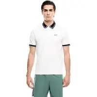 EA7 für Herren. 7M001538_AF13511 Weißes Polo-Tennisshirt aus elastischem Baumwoll-Piqué (L), Lässig, Sportlich, Baumwolle, Tennis/Padel, Kur