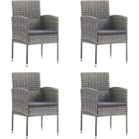 vidaXL Gartenstühle mit Kissen in Schwarz 2 Stk. Schwarz Poly Rattan
