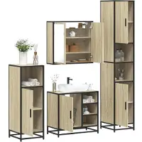 vidaXL 4-tlg. Badmöbel-Set Räuchereiche Holzwerkstoff